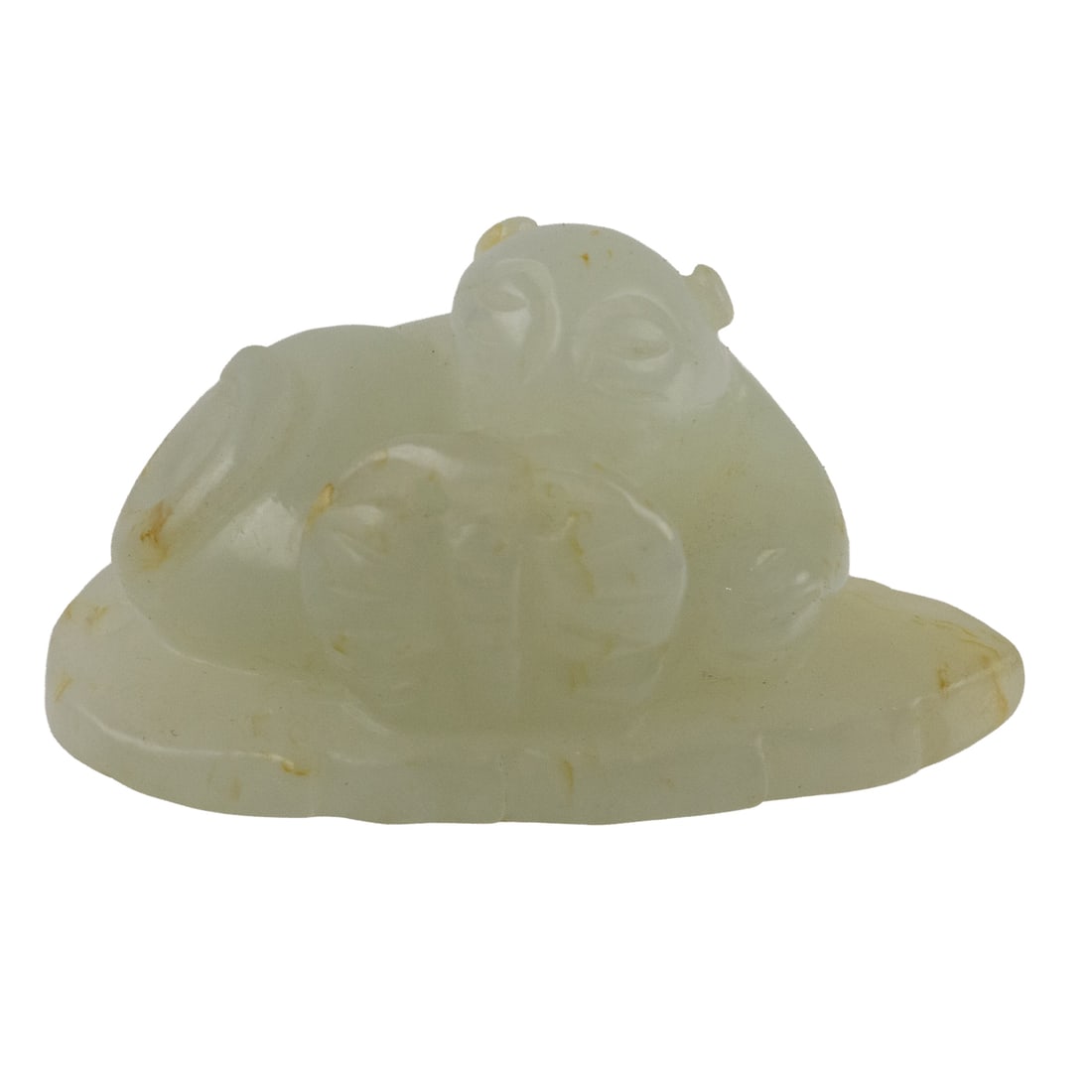 A Chinese white jade cat toggle (1 of 2)