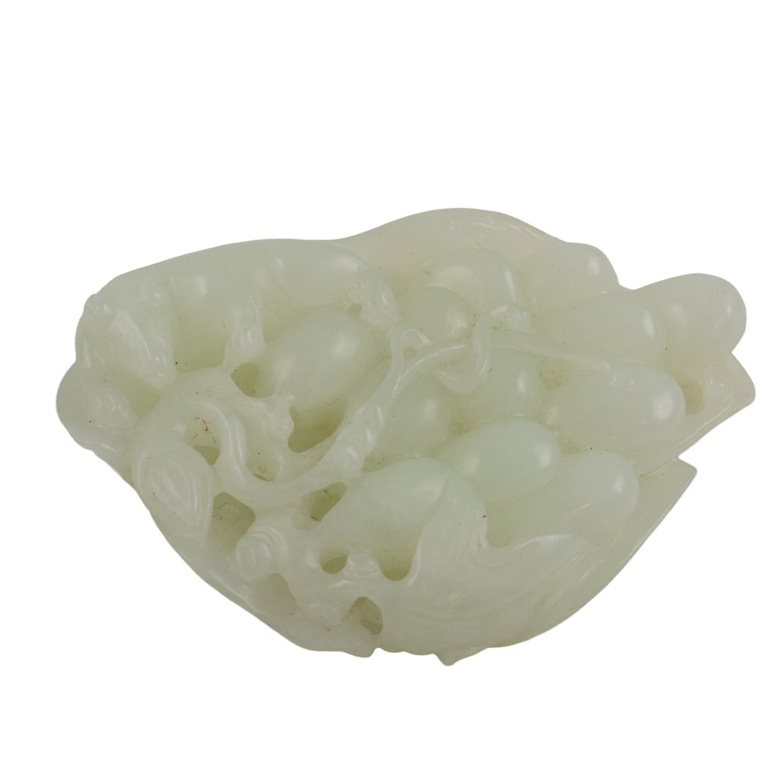 A Chinese white jade 'grape and squirrel' toggle (1 of 2)