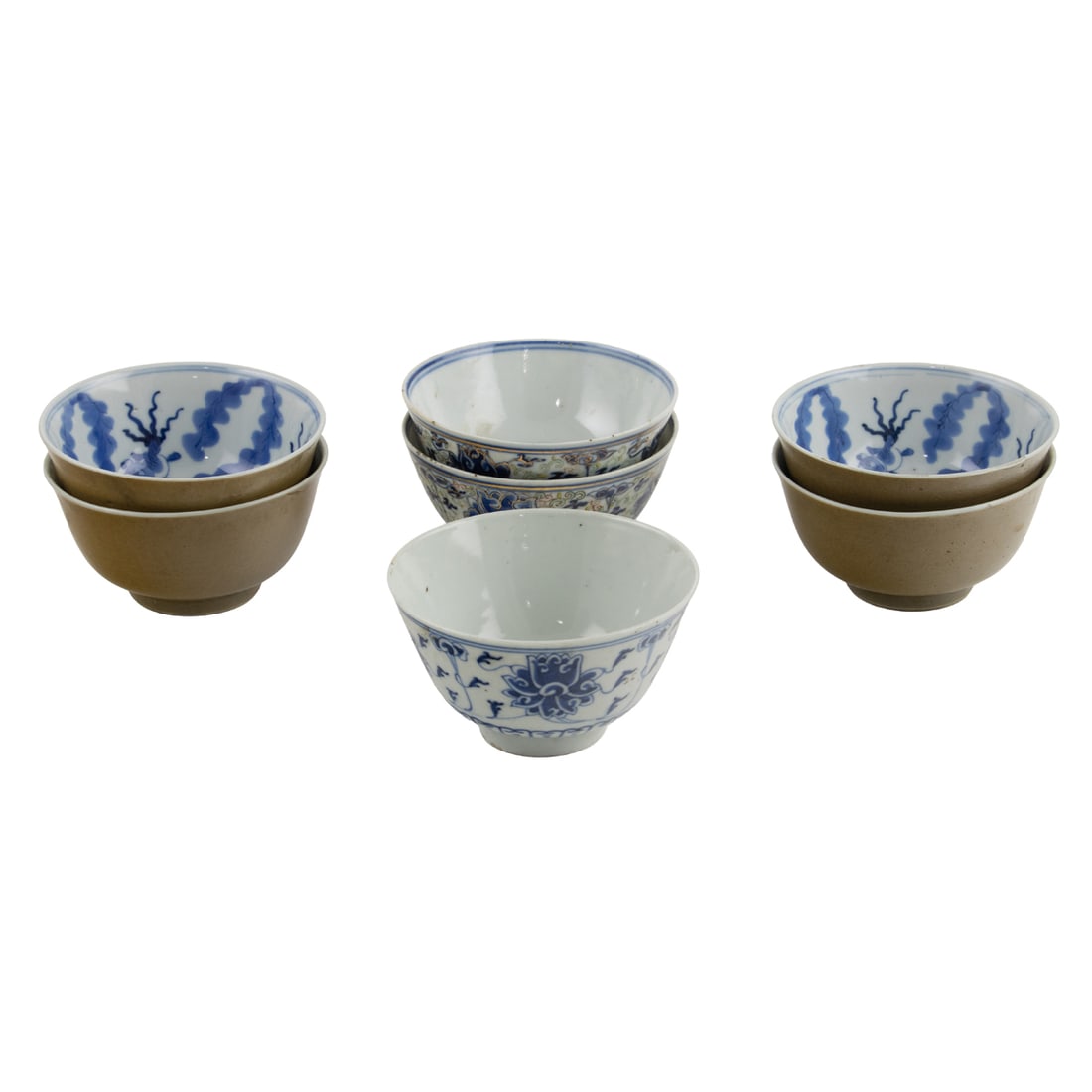 (lot of 7) Chinese doucai and cafe-au-lait glazed cups (1 of 3)