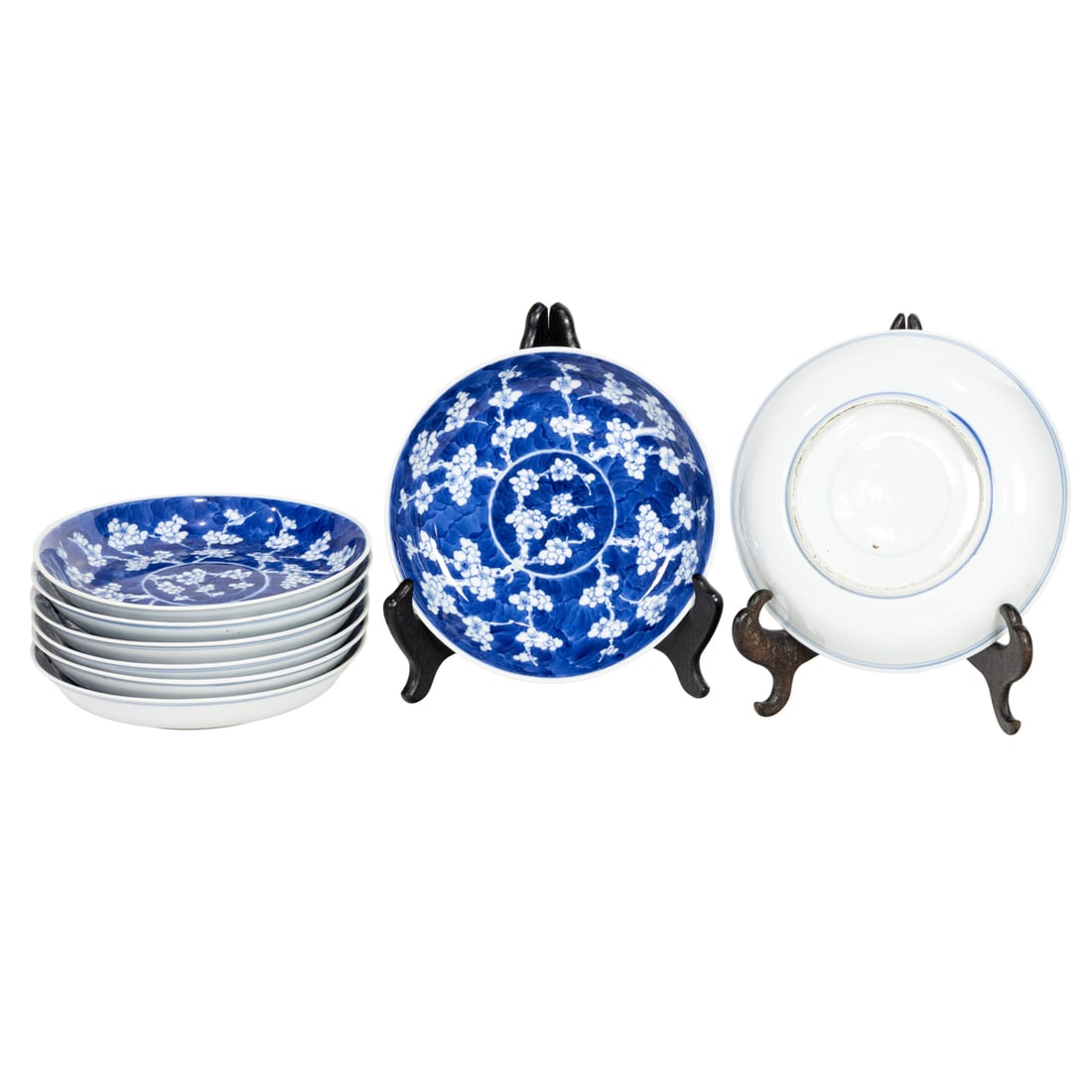 (lot of 8) Chinese blue and white prunus dishes (1 of 3)