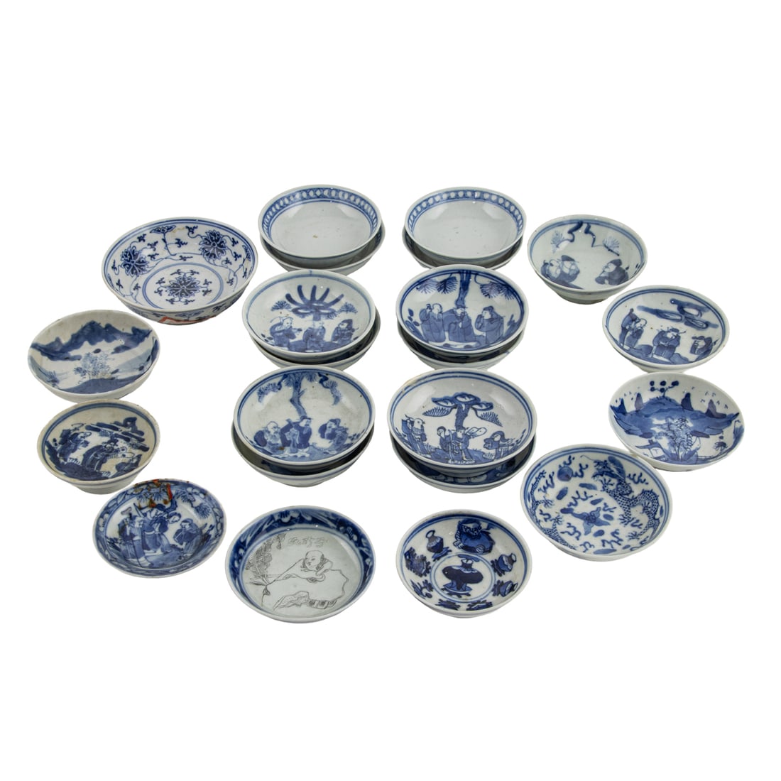 (lot of 22) Chinese blue and white saucer dishes (1 of 4)