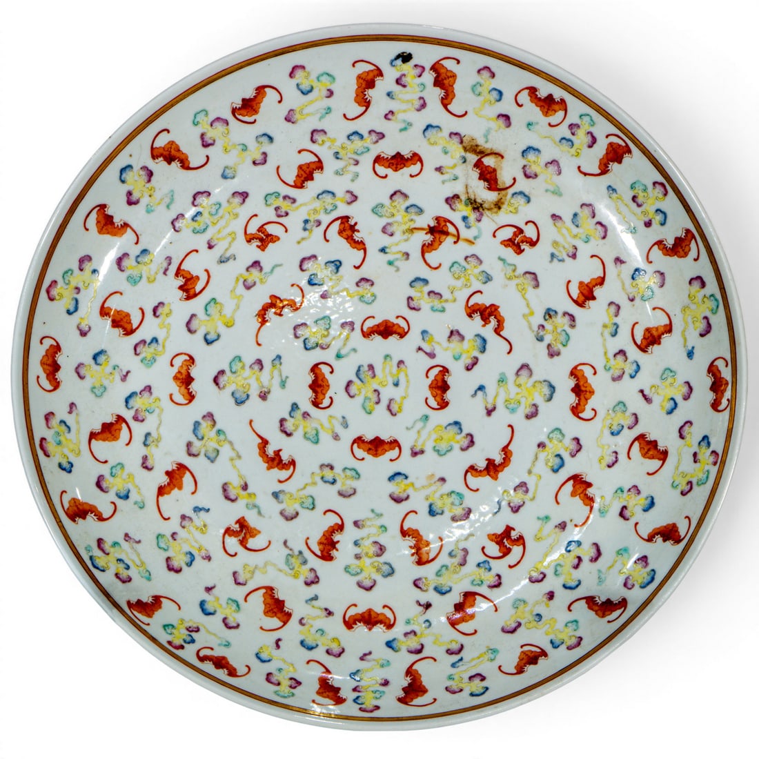 A Chinese famille rose 'hundreds bats' charger (1 of 3)