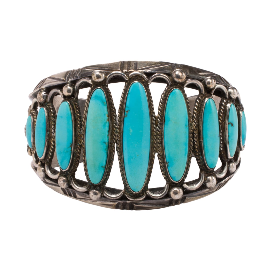 A Native American turquoise and sterling silver cuff (1 of 1)
