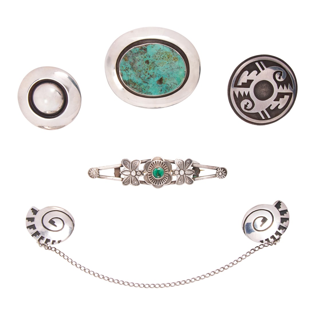 Five pieces of Native American turquoise and sterling silver jewelry (1 of 1)