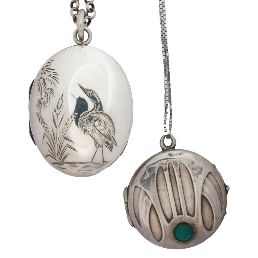 Two antique silver locket necklaces (1 of 1)