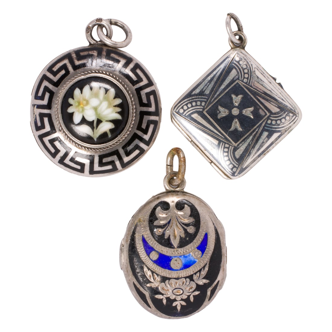 Three Victorian enamel and silver lockets (1 of 1)