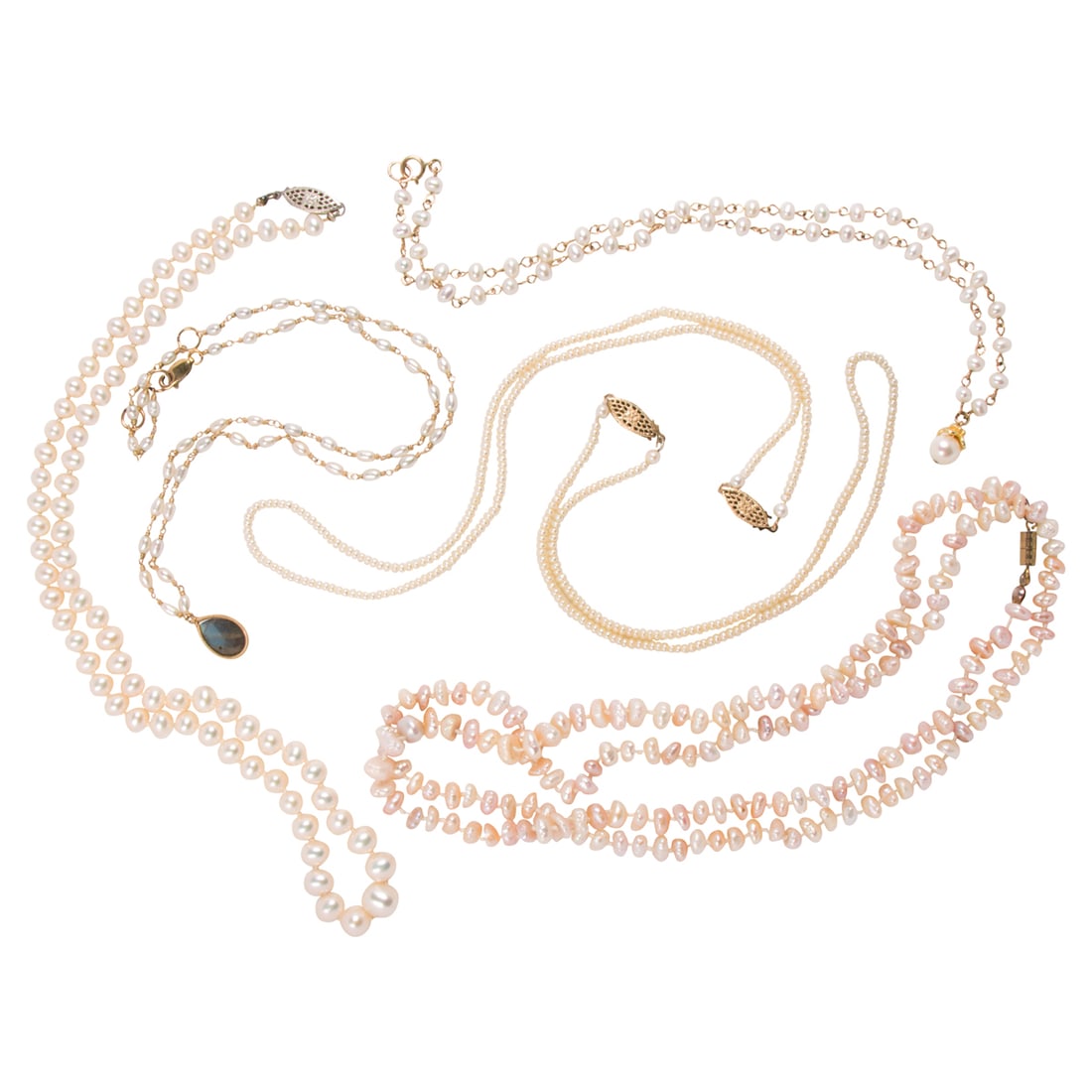 Six cultured pearl necklaces (1 of 2)
