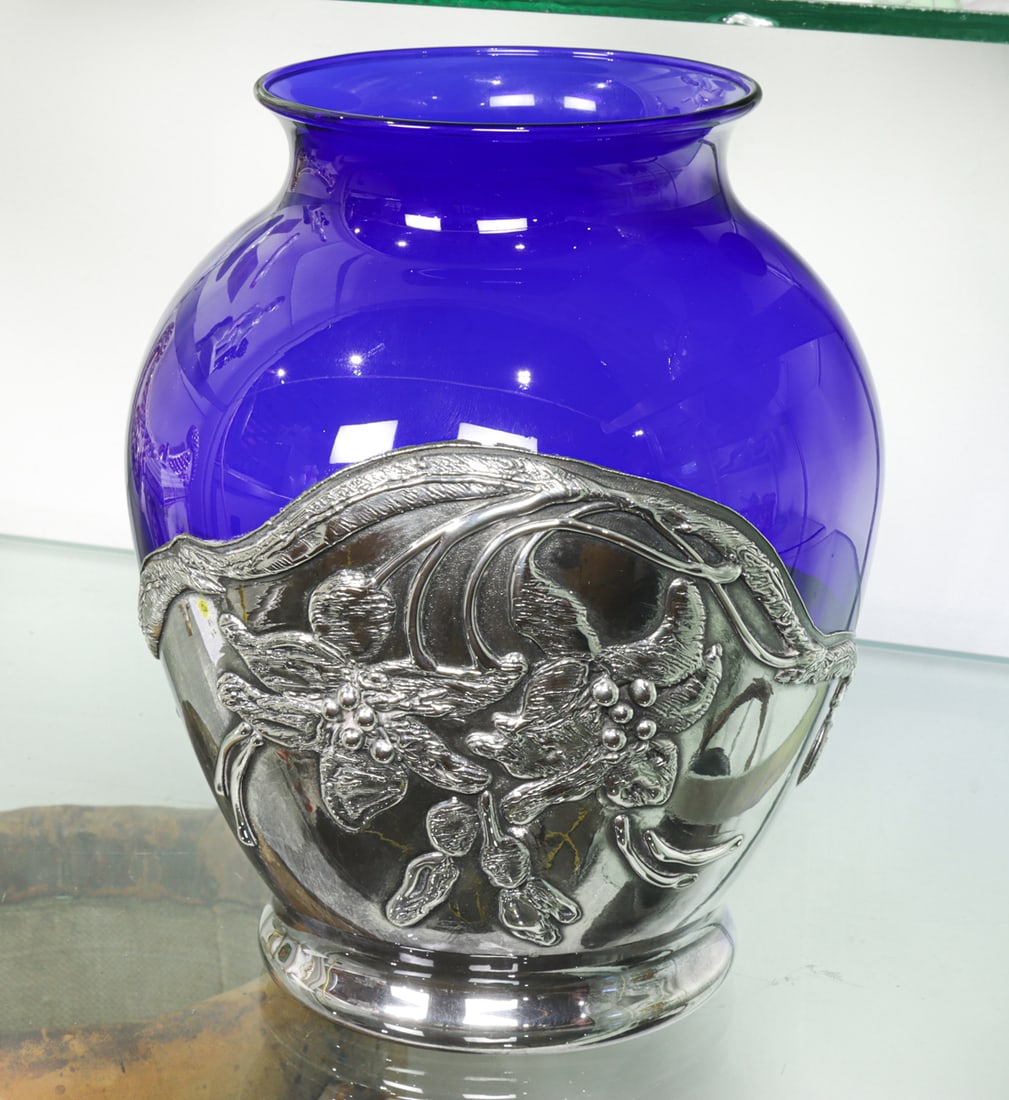 A David Barak cobalt glass and silverplate overlaid vase (1 of 1)