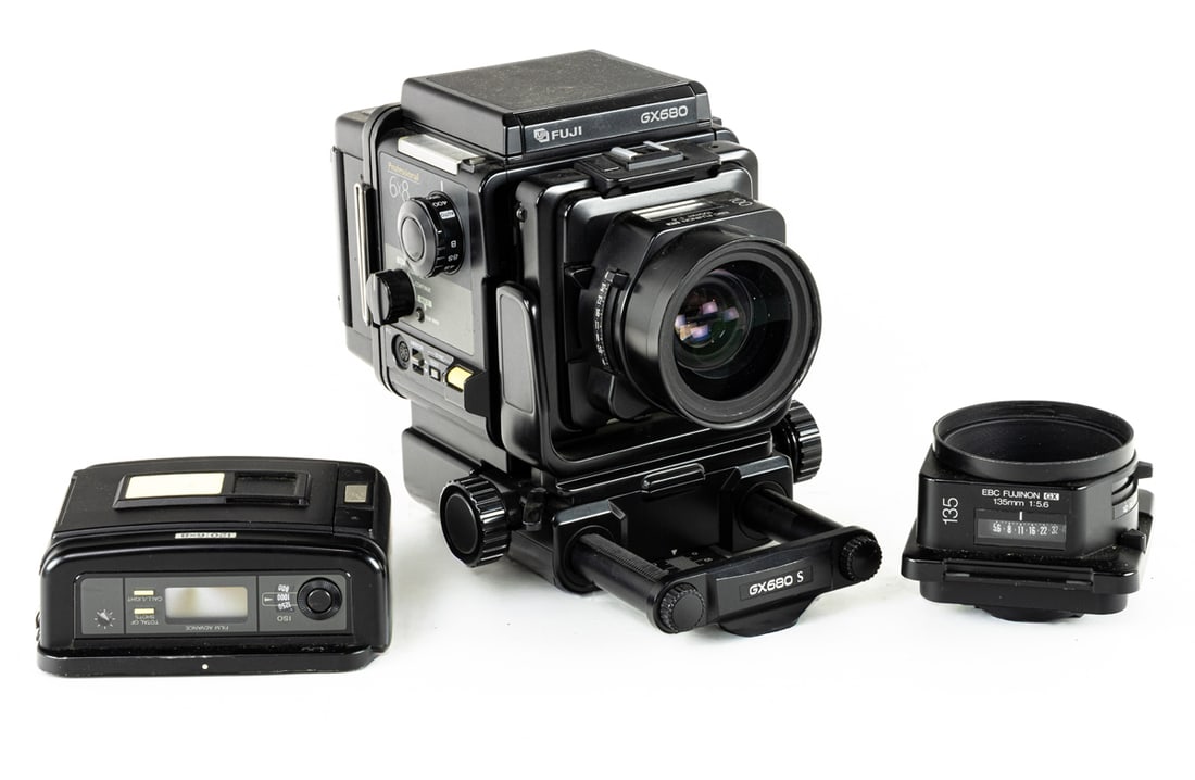 A Fuji GX680 medium format camera: A Fuji GX680 medium format camera, with extra film back and lens [3 total]