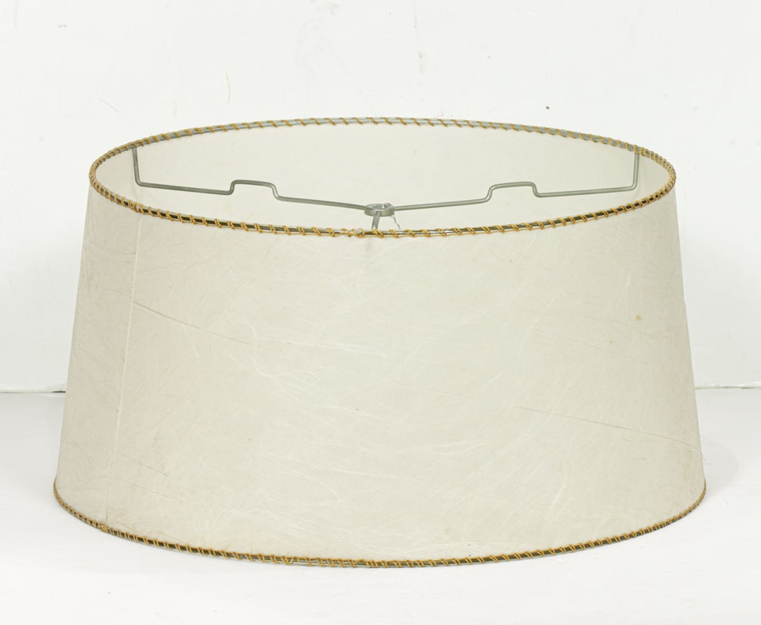 An Art Deco parchment shade: An Art Deco parchment shade, circa 1940, 9.5"h x 19"dia