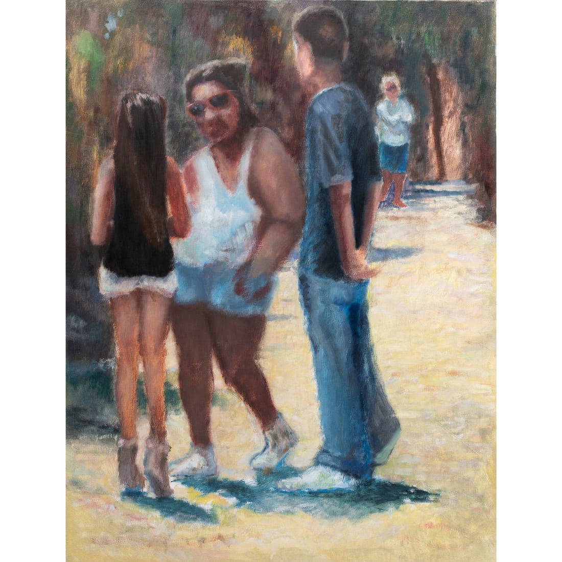 Painting, Duke Collins: Duke Collins (American, 20th/21st century), Street Scene, oil on canvas, signed verso, canvas (unframed): 48"h x 36"w