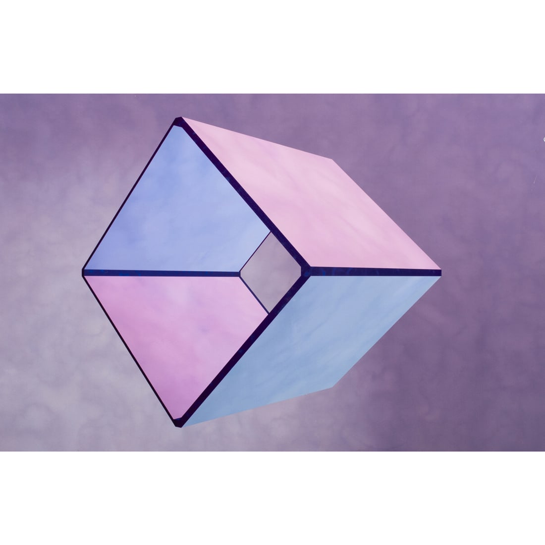 Work on metal, Ronald Davis: Ronald Davis (American, b. 1937), "Pink and Blue Vent, MPT 1104K," 2005, heat-fused pixels on aluminum, signed and titled verso, edition 1/5, board/frame: 24"h x 36"w