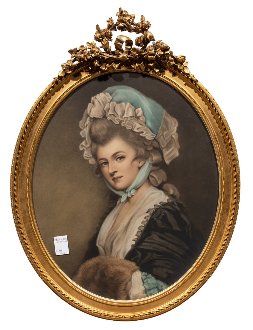 Print, After George Romney: After George Romney (British, 1734-1802), Mary Darby Robinson, mezzotint, overall (with frame): 29"h x 21.5"w