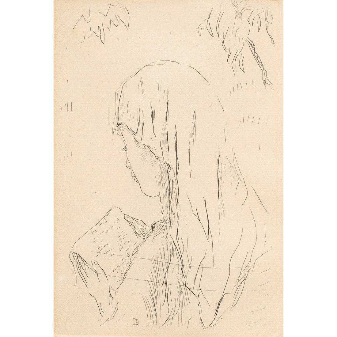 Print, Pierre Bonnard: Pierre Bonnard (French, 1967-1947), "Sainte Monique," etching, image: 7"h x 5"w, overall (with frame): 15"h x 12"w