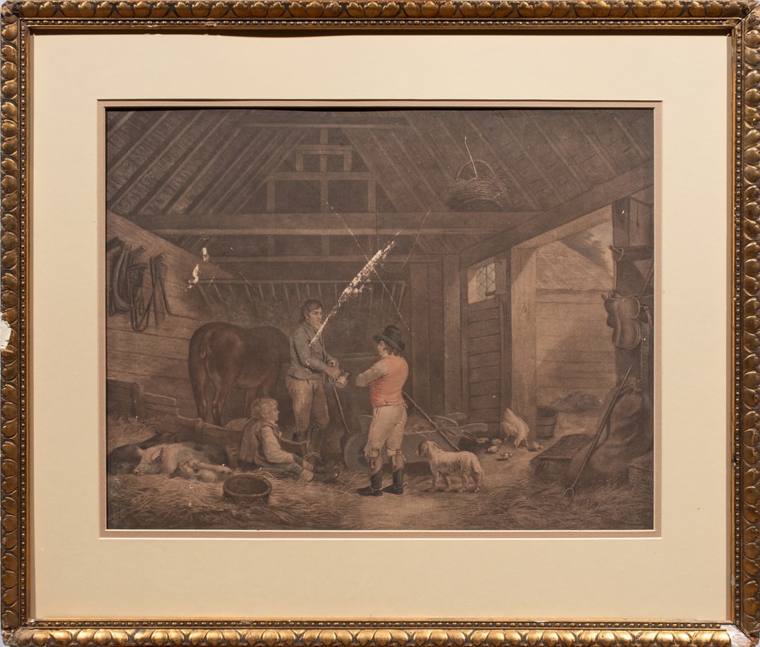 Print, British School (19th/20th century): British School (19th/20th century), Stable Scene, collotype, overall (with frame): 23.5"h x 27.5"w