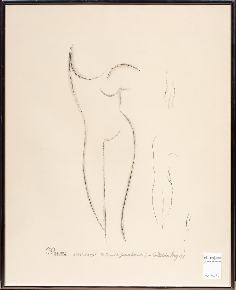 Print, Christian Berg: Christian Berg (Swedish, 1893-1976), "Aktstudie 1928," 1973, lithograph, pencil signed and dated lower right, titled lower center, overall (with frame): 20.5"h x 16"w