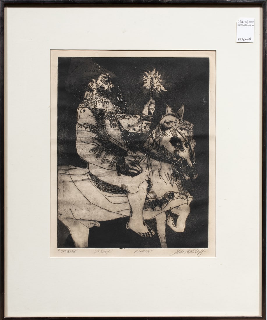 Print, Jules Maidoff: Jules Maidoff (American, 1933-2025), "The Quest," 1967, engraving, signed, titled, and inscribed lower margin, overall (with frame): 23"h x 19"w