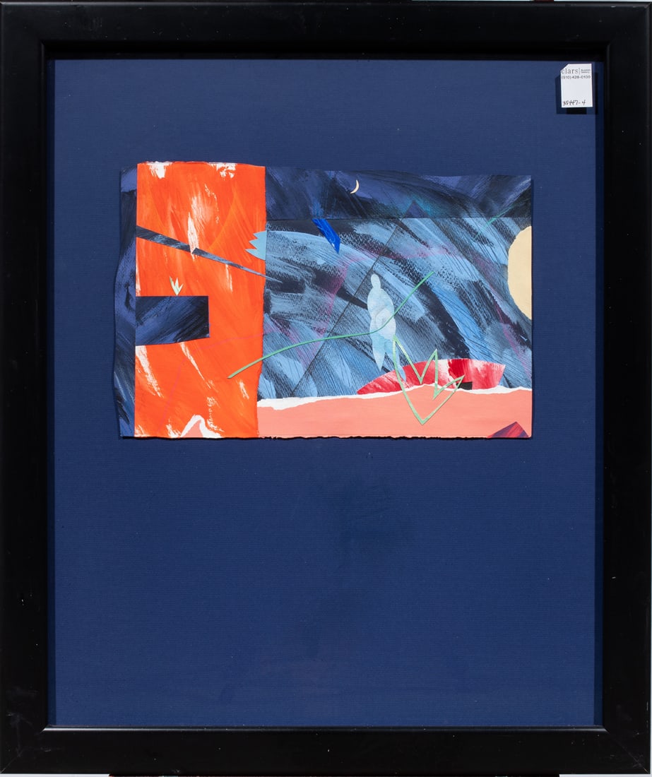 Collage, Loraine Schecter: Loraine Schecter (American, 20th century), "Tesuque II," 1989, collage, overall (with frame): 31.5"h x 26.5"w