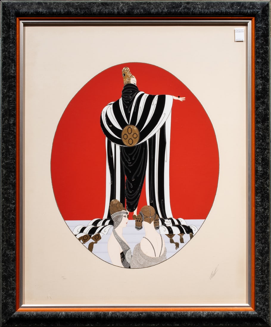 Print, Erte: Erte (French/Russian, 1892-1990), "Monaco," serigraph, pencil signed lower right, overall (with frame): 45"h x 37.5"w
