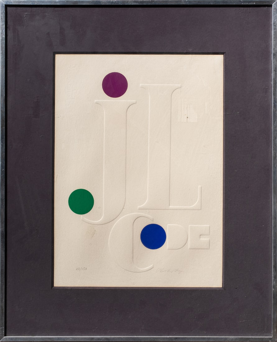 Print, Victor Vasarely: Victor Vasarely (Hungarian/French, 1906-1997), Code Series, silkscreen, pencil signed lower right, edition 28/150, overall (with frame): 21"h x 17"w. Provenance: From the Collection of Julian