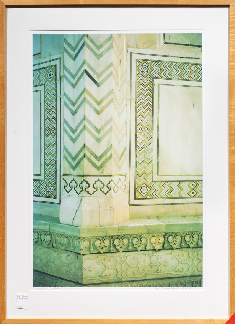 Photographic Print, Jeanne O'Connor: Jeanne O'Connor (American, 20th/21st century), "Corner Pillar, Taj Mahal," 2000, giclee print, pencil signed and dated lower right, titled lower left, overall (with frame): 38"h x 27.5"w