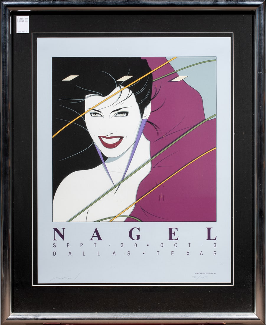 Print, Patrick Nagel: Patrick Nagel (American, 1945-1984), Dallas Texas Exhibition Poster, 1983, serigraph, pencil signed lower left, edition 158/250, overall (with frame): 33"h x 27"w