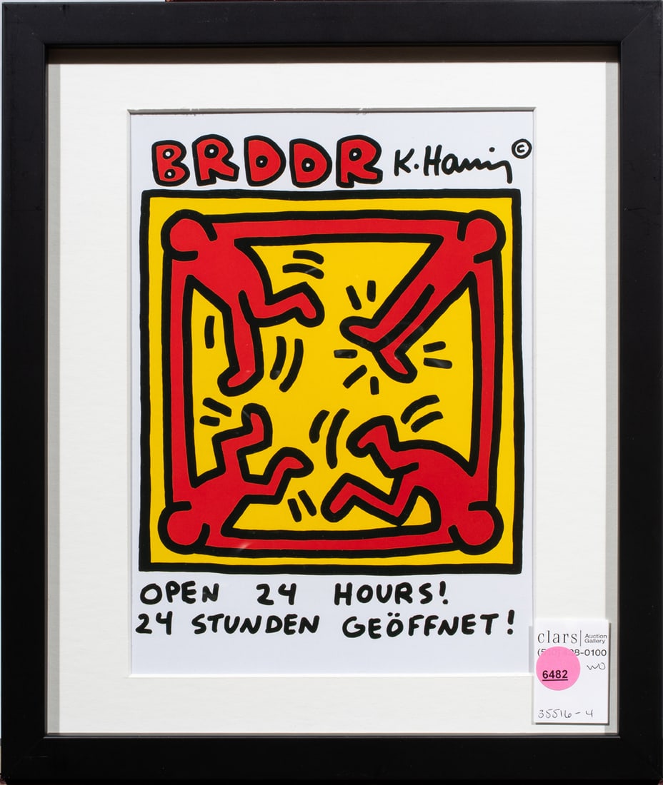 Print, After Keith Haring: After Keith Haring (American, 1958-1990), "BRDDR" Poster, offset print, overall (with frame): 13"h x 11"w