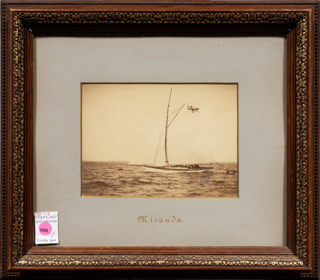 Photograph, American School (20th century): American School (20th century), Yacht Miranda, photograph, overall (with frame): 15.25"h x 17.75"w. Provenance: Ken Brown, Frank's Fisherman, San Francisco.