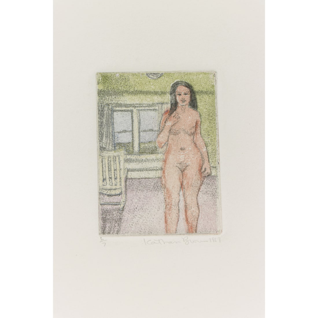 Print, Kathan Brown: Kathan Brown (American, 1935-2025), Untitled (Nude Study), 1969, color etching, museum inventory no: 1972.53.295, pencil signed and dated lower right, edition 6/7, image: 3.5"h x 2.5"w, sheet (unframe