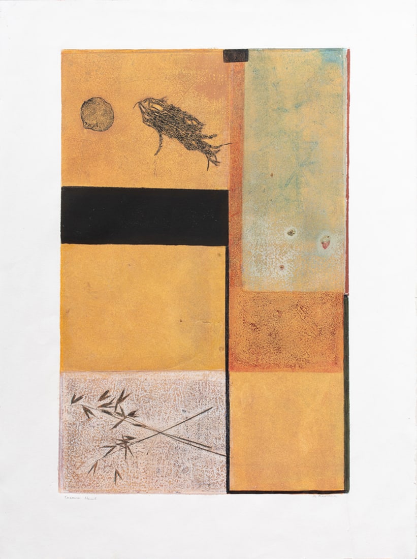 Print, Liz Maxwell: Liz Maxwell (American, 1936-2023), "Treasure Hunt," monotype on paper, pencil signed lower right, sheet (unframed): 29.75"h x 22.75"w