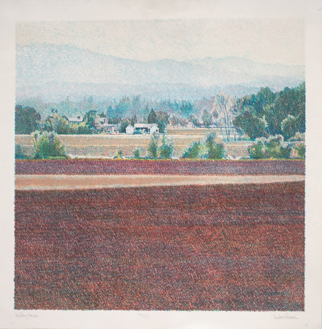 Print, Mike Pease: Mike Pease (American, 1930-2007), "Valley Haze," 1981, color lithograph, pencil signed lower center, edition 126/150, sheet (unframed): 29.5"h x 25"w