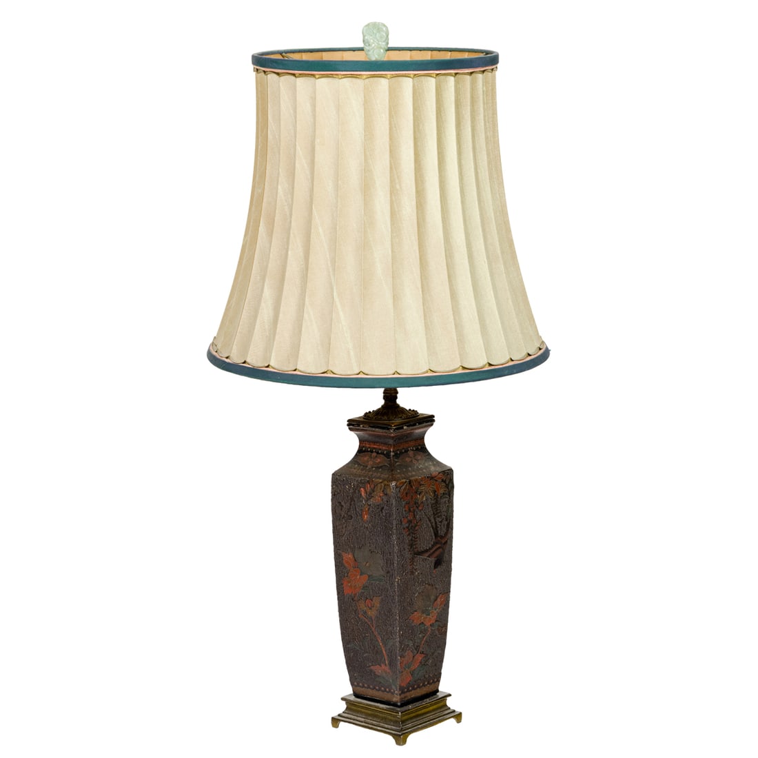A Japanese cloisonne porcelain vase lamp: A Japanese cloisonne porcelain vase lamp. 25.875" high.
