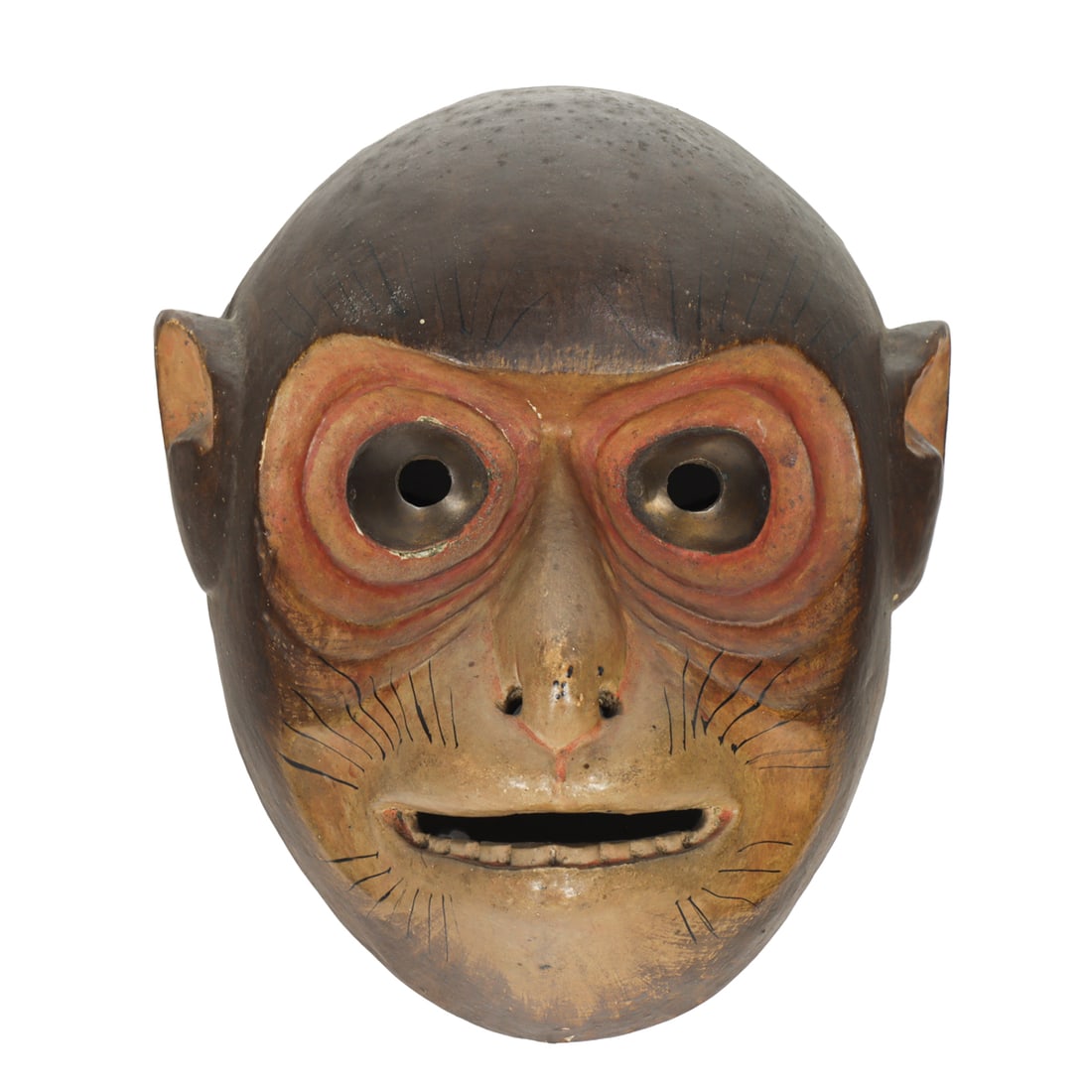 A Japanese lacquered wood Kyogen mask of a saru (monkey) (1 of 1)