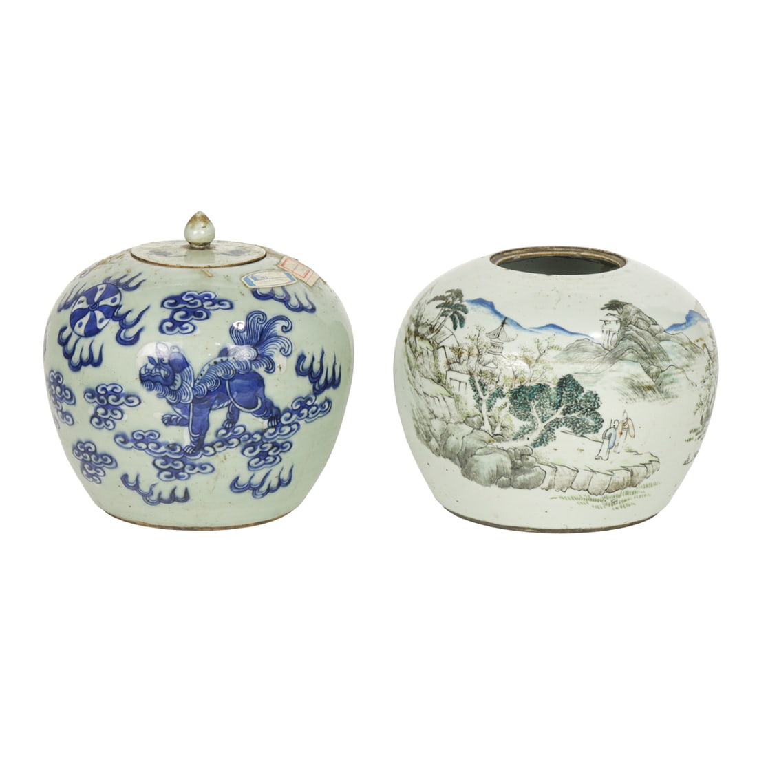(lot of 2) Chinese melon-form porcelain jars (1 of 1)