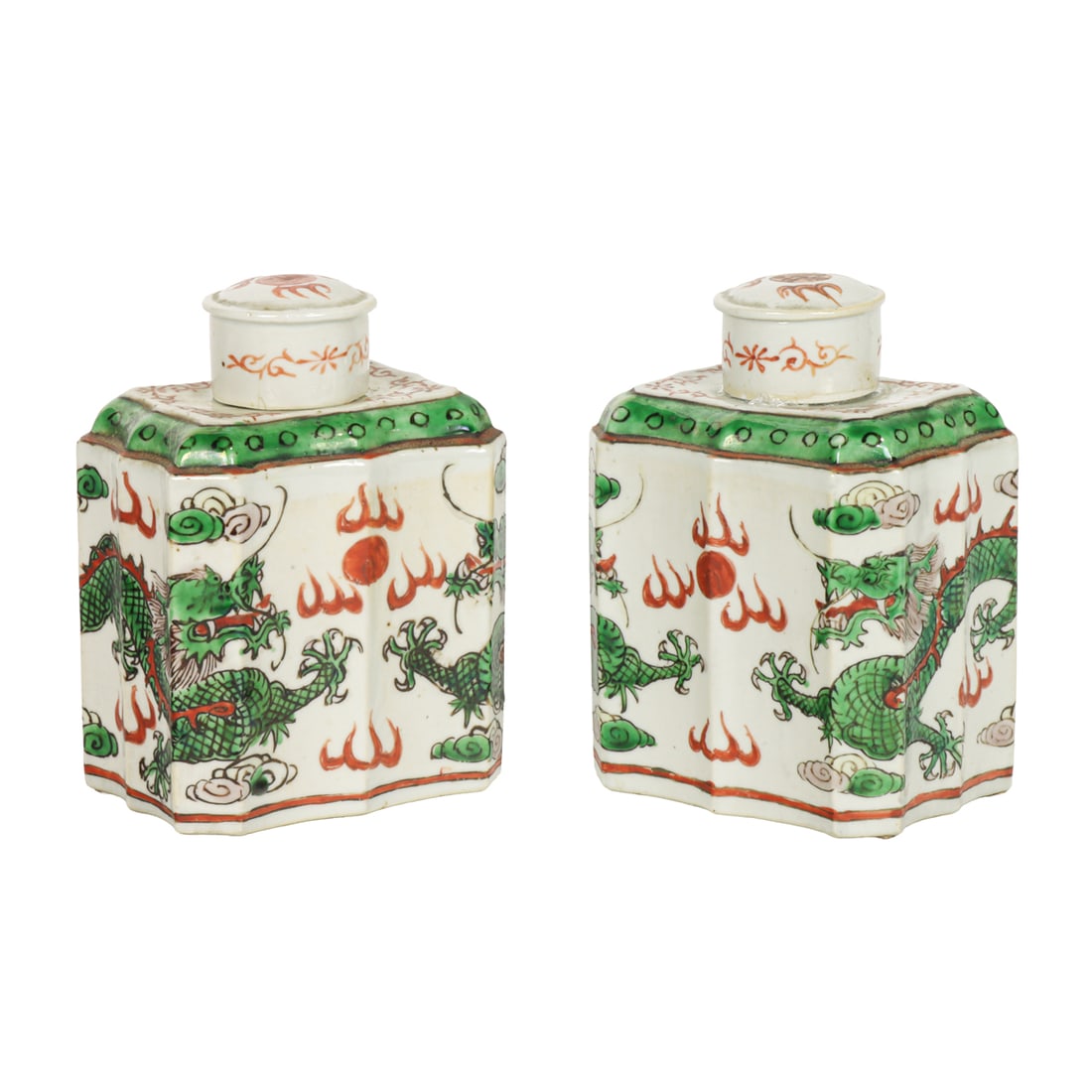 (lot of 2) Chinese famille verte tea caddies (1 of 2)