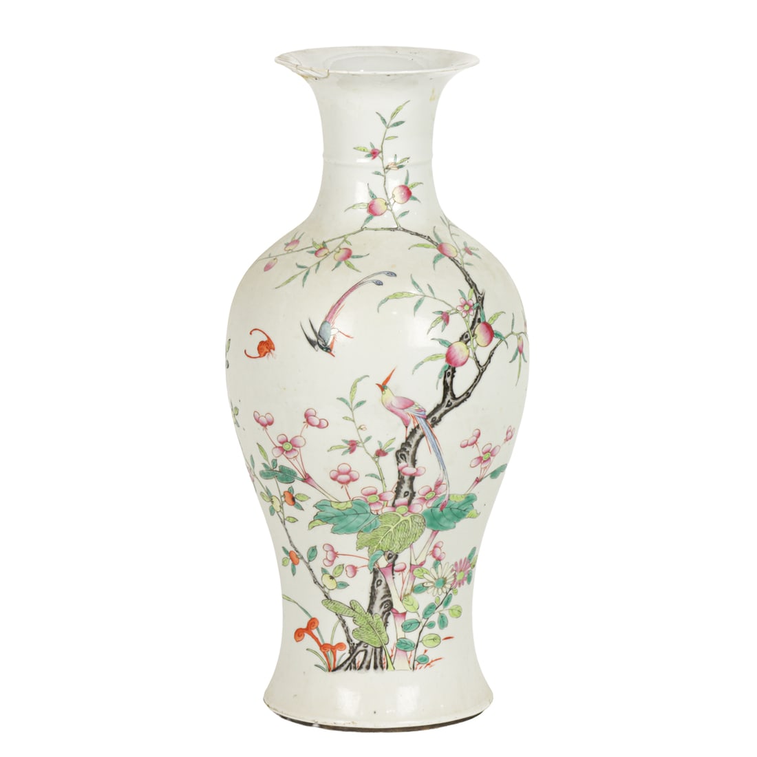 A Chinese famille rose peach vase: A Chinese famille rose peach vase. Bearing 'Tianjin Xinlong Hao' mark, 20th century, 17.75" high.