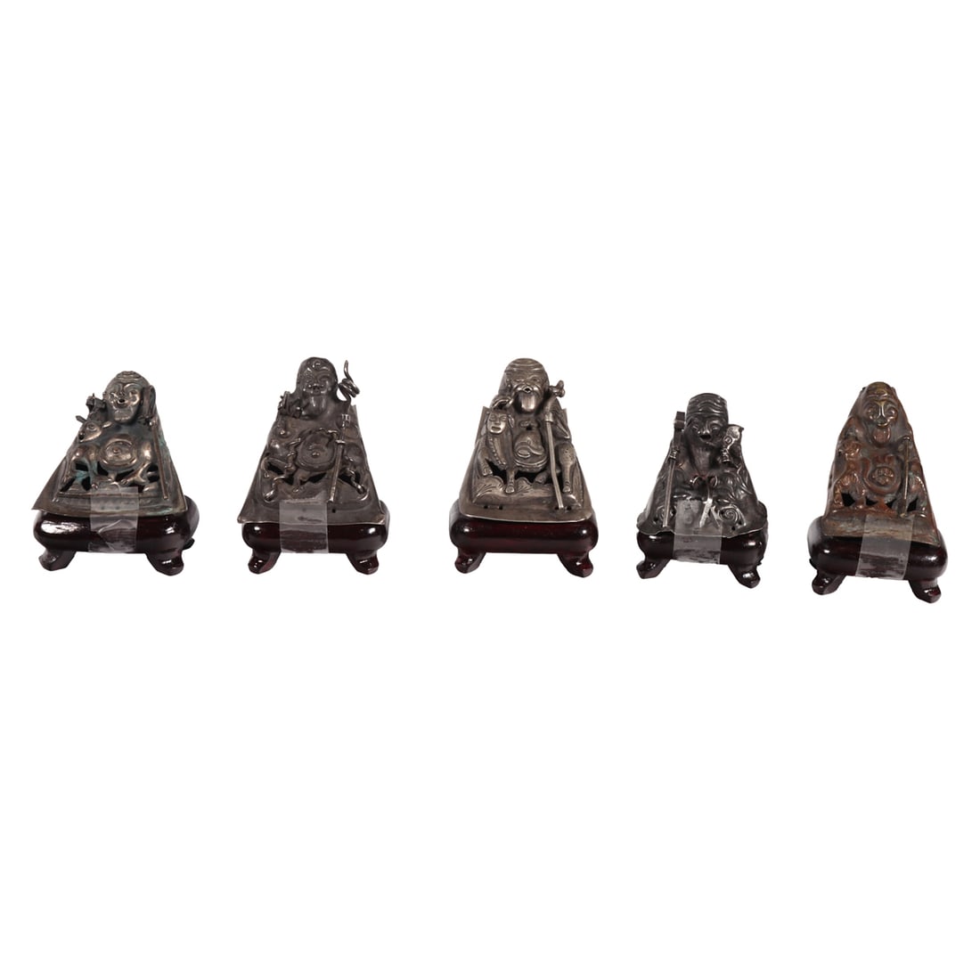 (lot of 5) Chinese silver hat ornaments with stand (1 of 3)