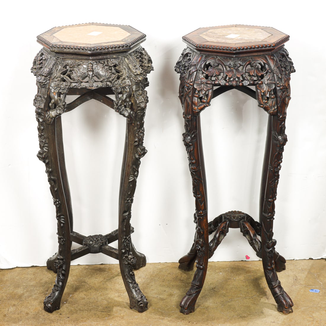 A Chinese octagonal rosewood stand with marble top (1 of 1)