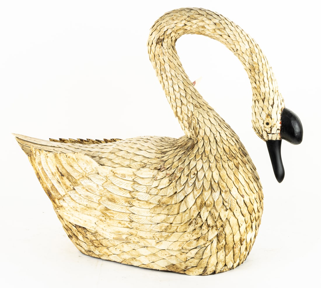 An Asian bone-pieced sculpture of a swan (1 of 1)