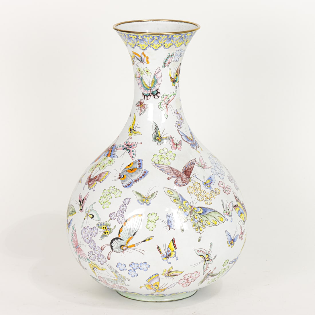 A Chinese enameled metal 'butterfly' vase (1 of 1)
