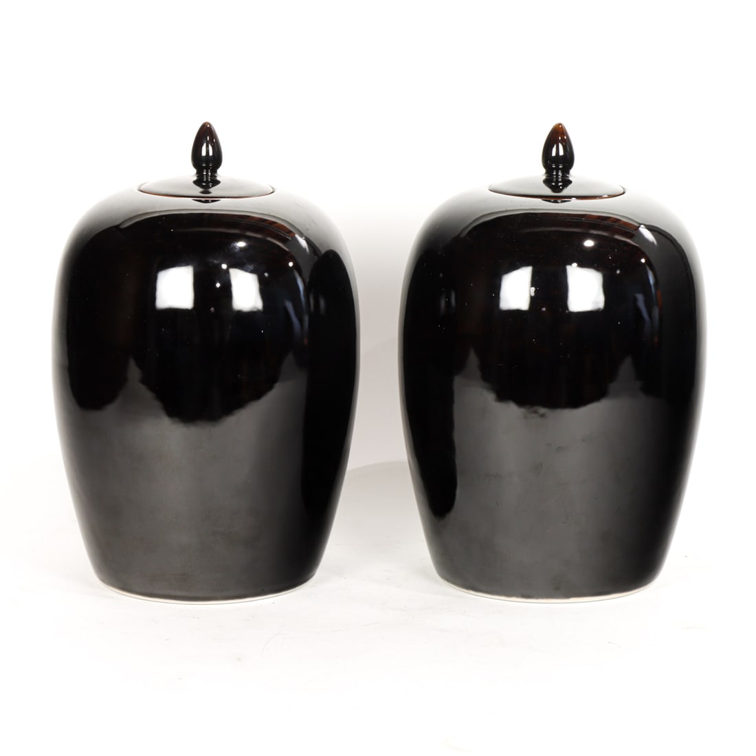 A pair of Chinese brown glazed melon-form jars (1 of 1)