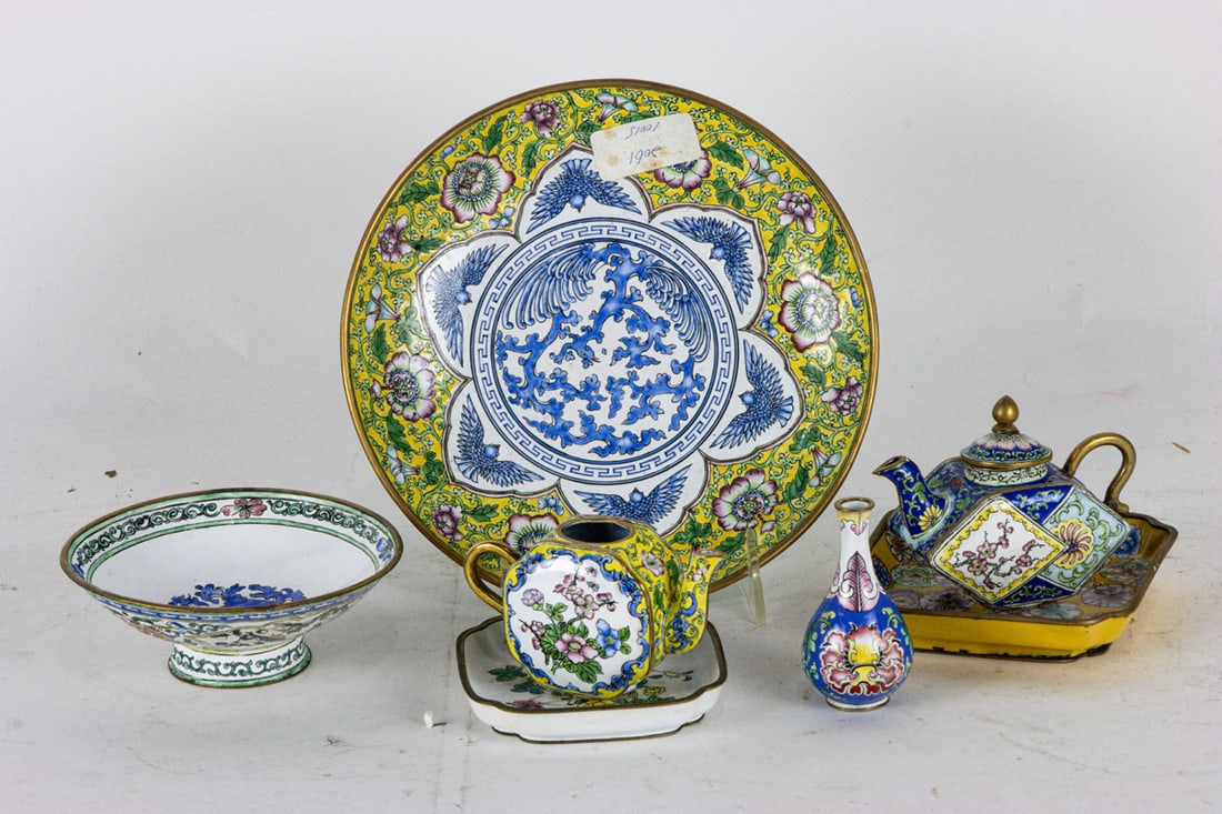 A group of Chinese enameled metal objects (1 of 2)