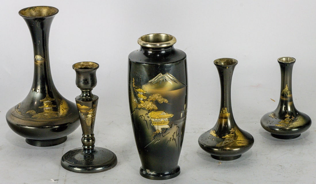 (lot of 10) Japanese bronze vases (1 of 2)