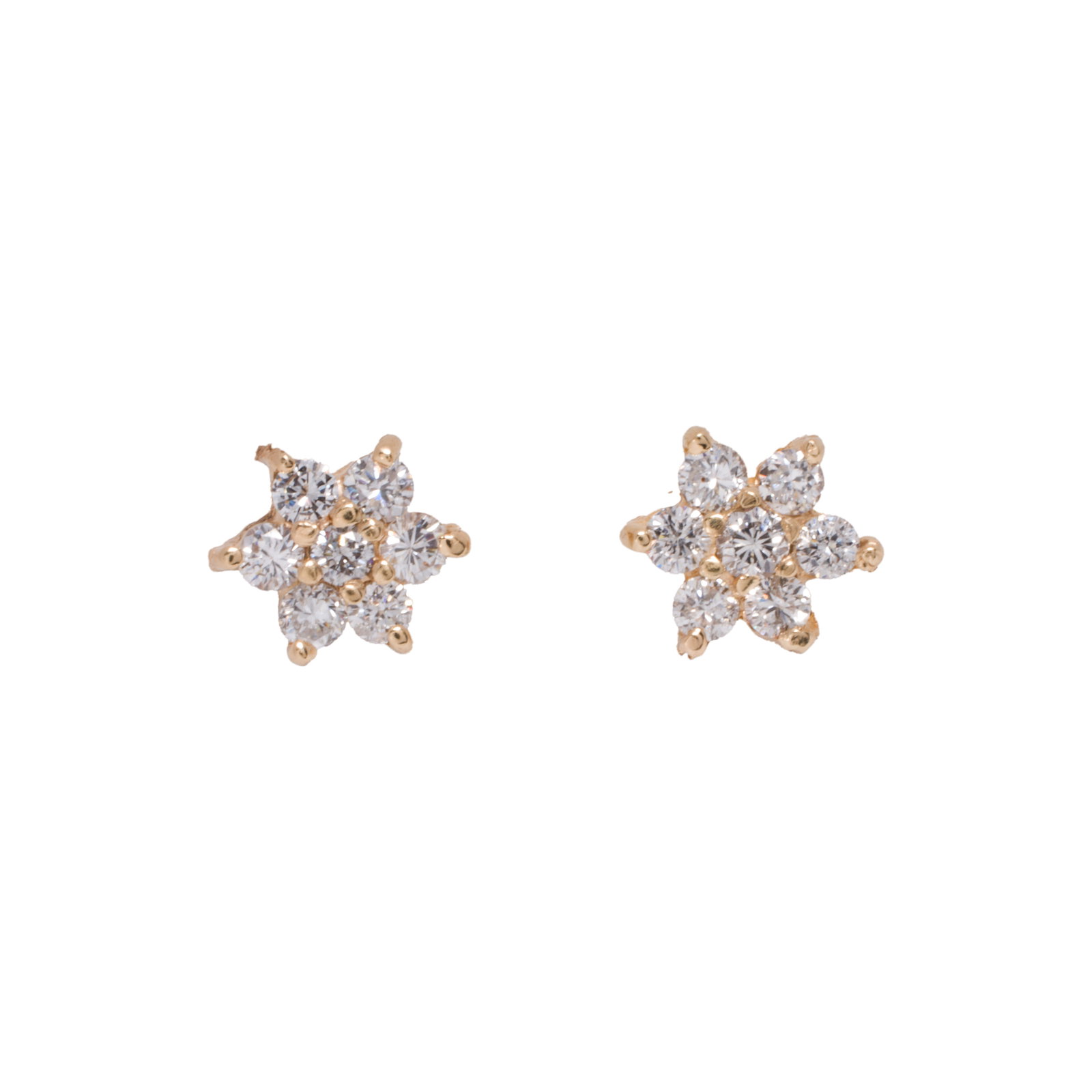 A pair of diamond and 14k white gold earrings: A pair of diamond and 14k white gold earrings each featuring 7 round brilliant-cut diamonds; estimated total diamond weight 0.35 carat; length: 1/3 in; 2.00 grams