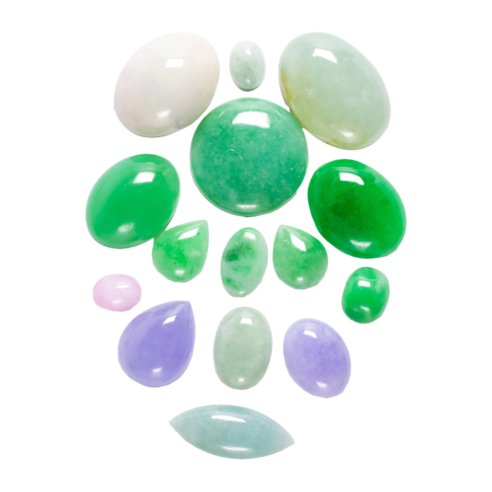 A group of jade cabochons: A group of jade cabochons estimated total carat weight: 124.00 carats
