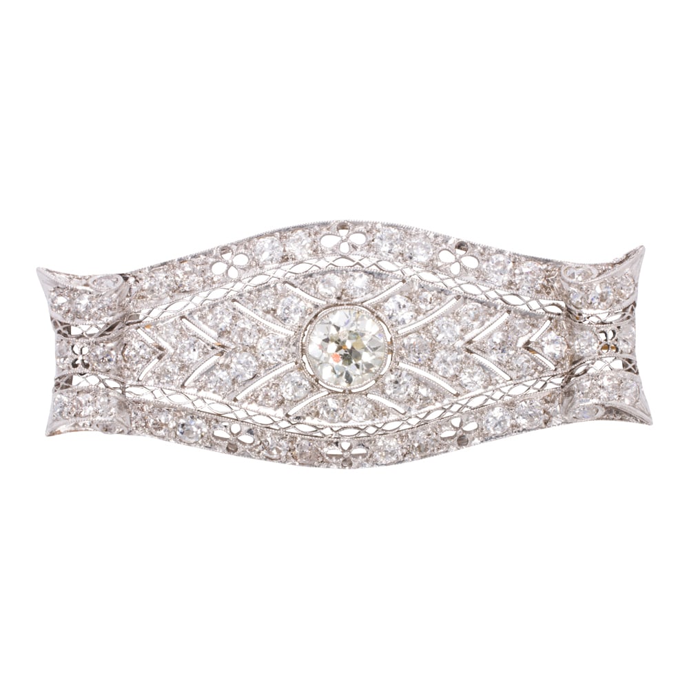 An Art Deco diamond and platinum brooch (1 of 1)