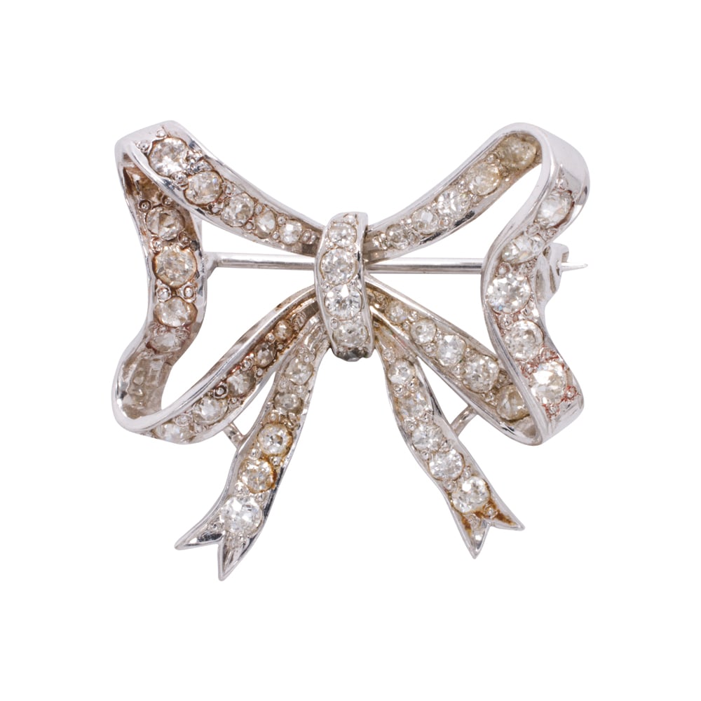 A diamond and 18k white gold bow pin (1 of 1)