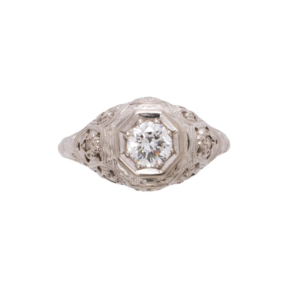 An antique diamond and 18k white gold ring (1 of 2)