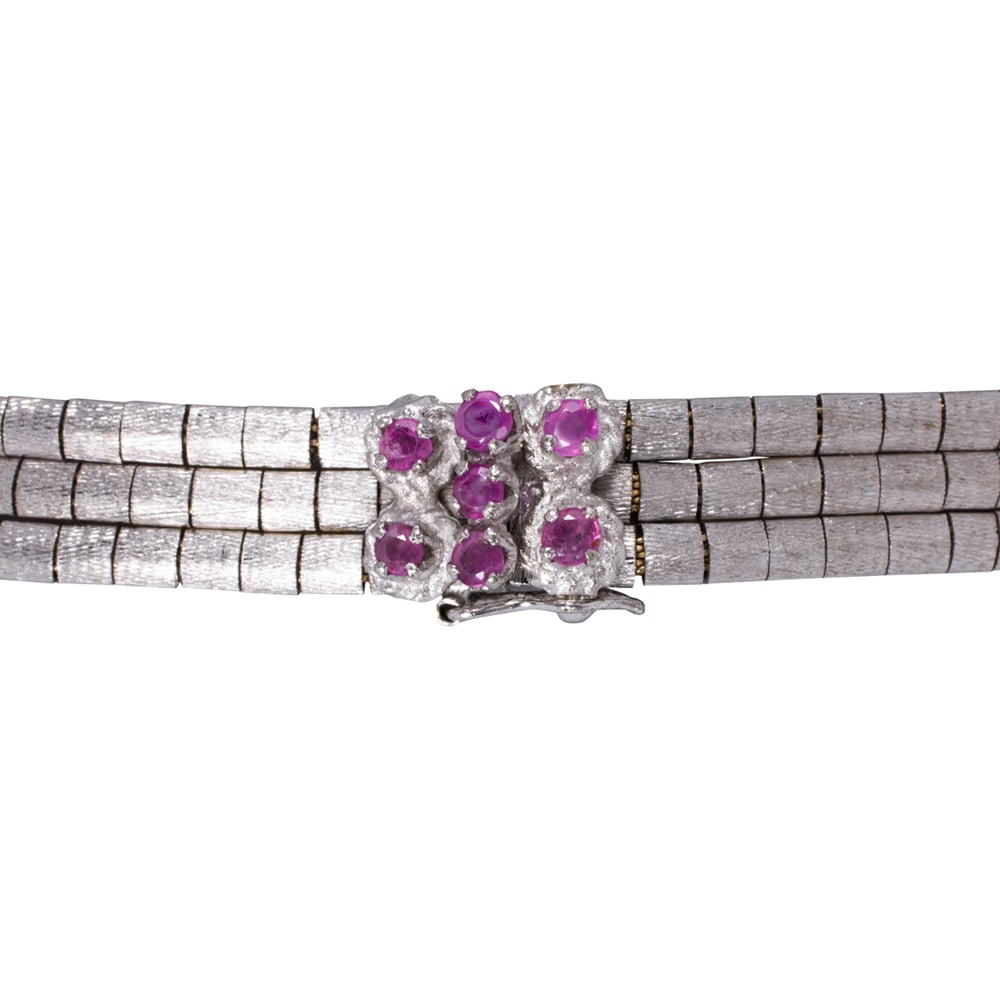 A ruby and 18k white gold bracelet - 2