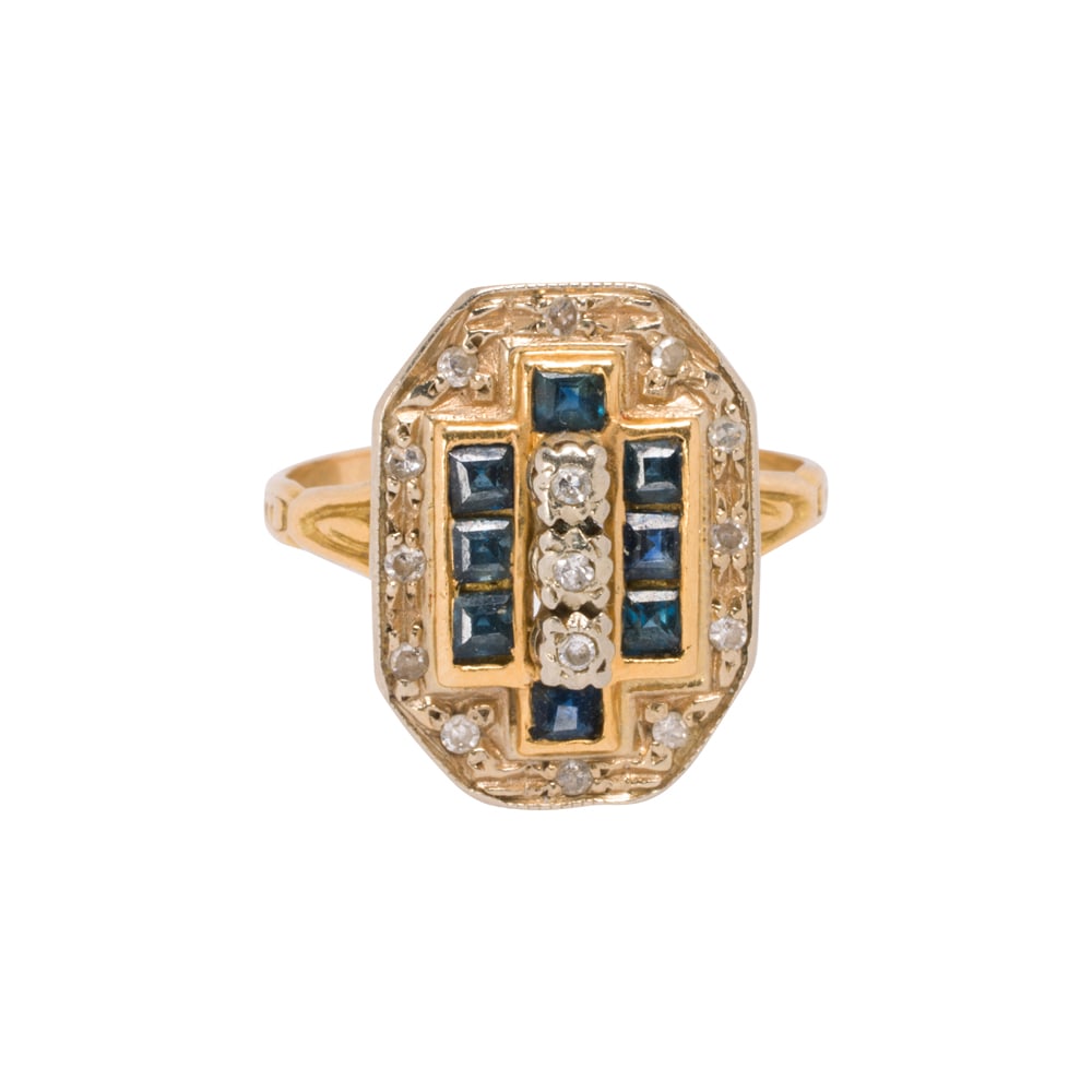 A sapphire, diamond, and 18k gold ring (1 of 2)
